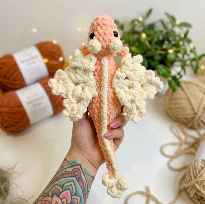 🐉🧶 Forest and Peach Dragon Pattern